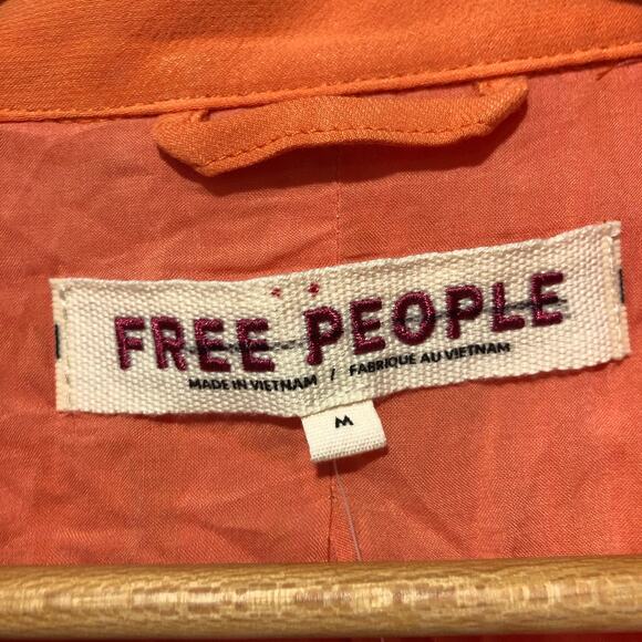 Free People Oversized Viscose Orange Bomber Jacket Size M NWT - Picture 6 of 10